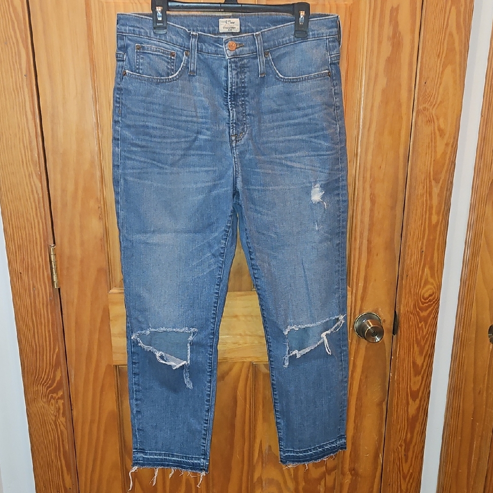 J. Crew Distressed Ankle Jeans in Blue